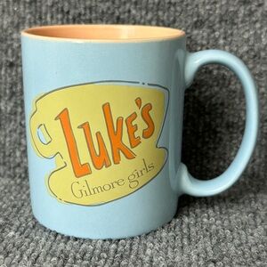 Gilmore Girls coffee mug Luke’s diner blue yellow peach Zak 2024 Lorelei Rory